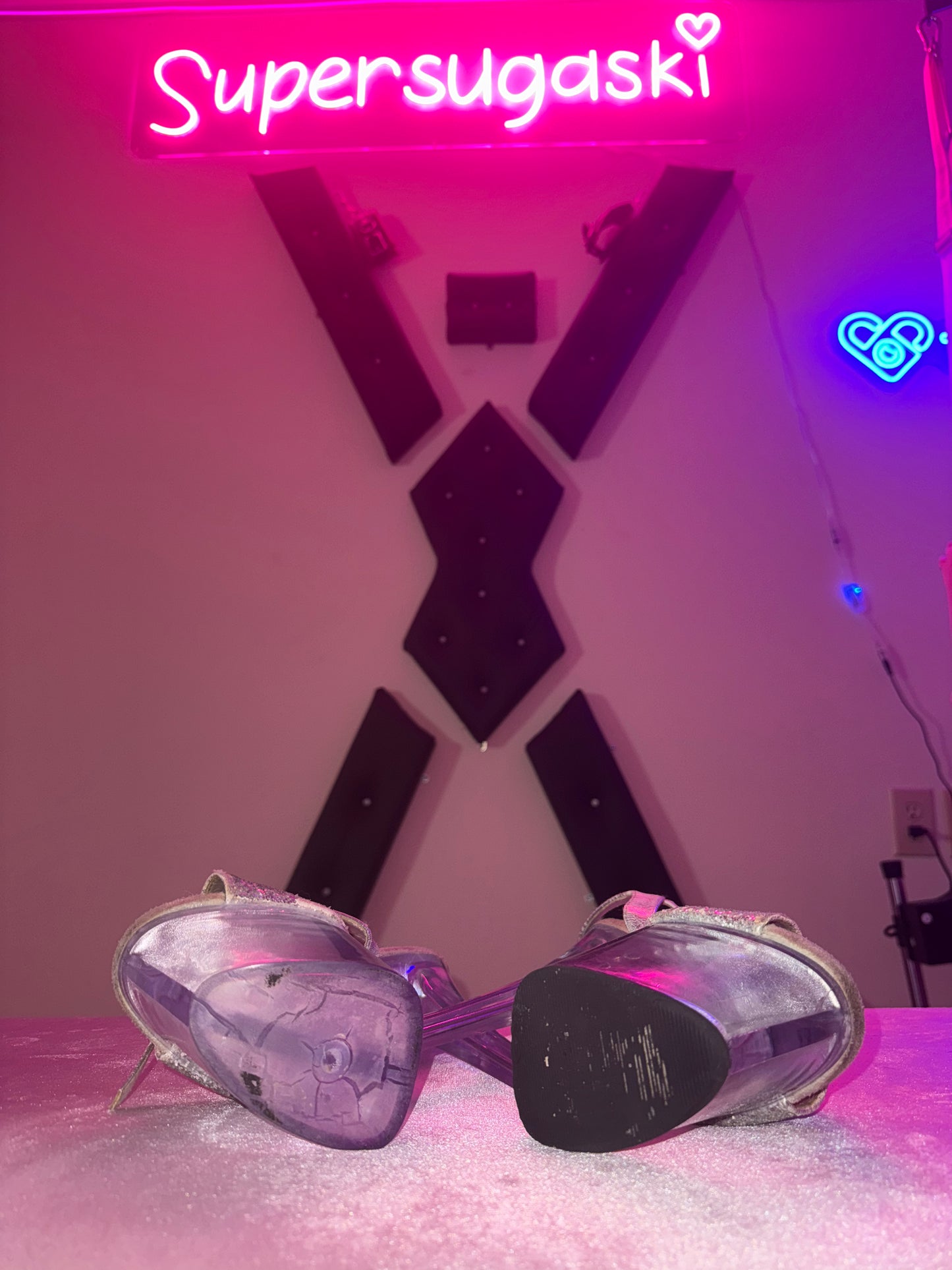 Silver Stripper Heels Used by Juliana