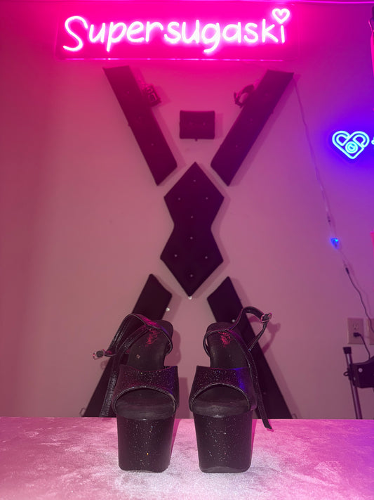 Black Stripper Heels Used by Juliana